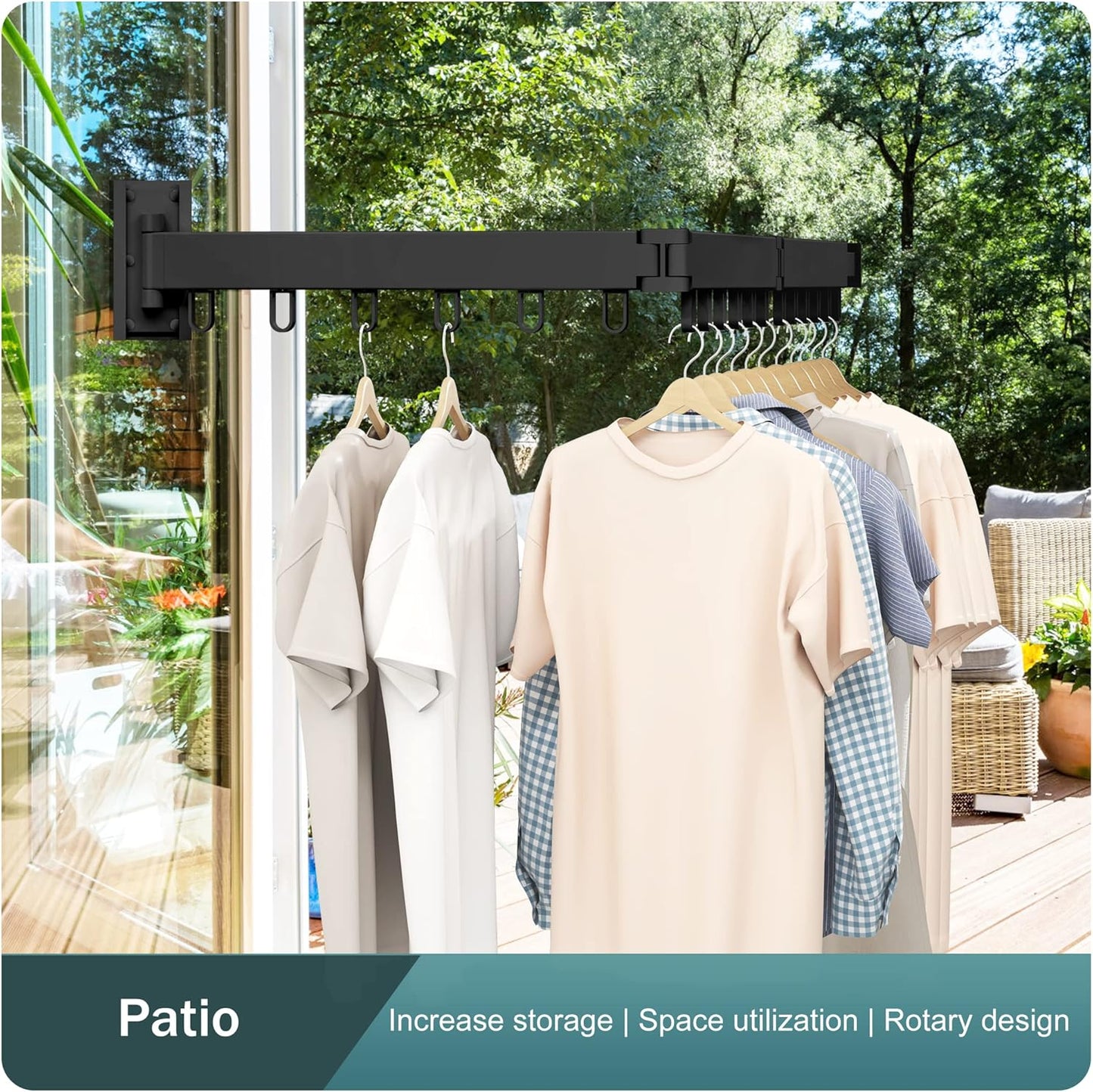 Clothes Drying Rack,Laundry Drying Rack,Clothes Rack Wall Mount,Wall Mounted Clothes Hanger Rack,Laundry Rack Folding,Retractable Clothing Rack,Collapsible Clothes Hanging Rack(Loop,Black)