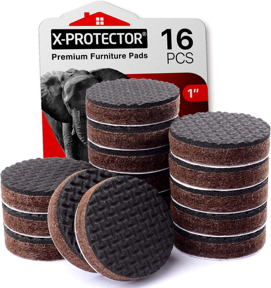 Non Slip Furniture Pads 16 pcs 1" X-Protector - Premium Furniture Grippers! Self-Adhesive Rubber Feet Furniture Feet - Ideal Non Skid Furniture Pad Floor Protectors - Keep Furniture in Place!