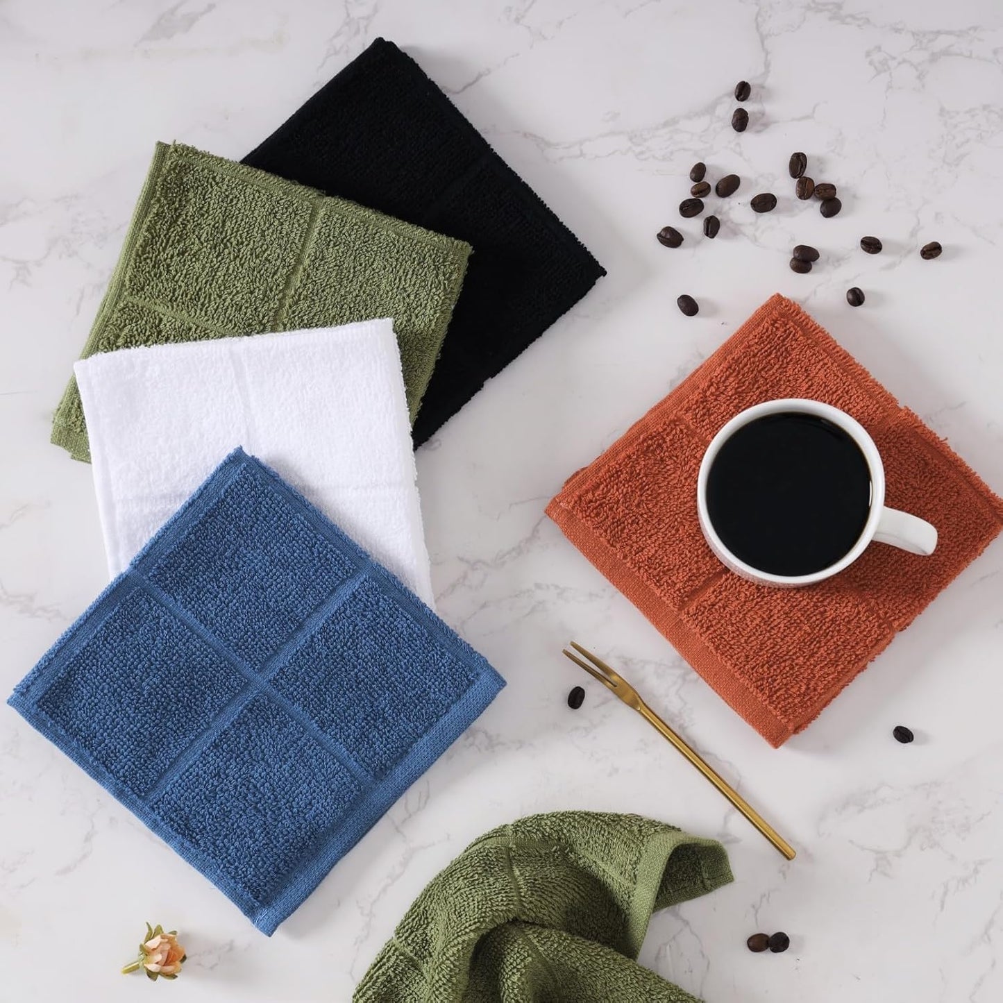 Glynniss Dishcloths Kitchen Highly Absorbent Dish Rags 100% Cotton Dish Cloths for Washing Dishes, Cleaning (Black, 11x11)