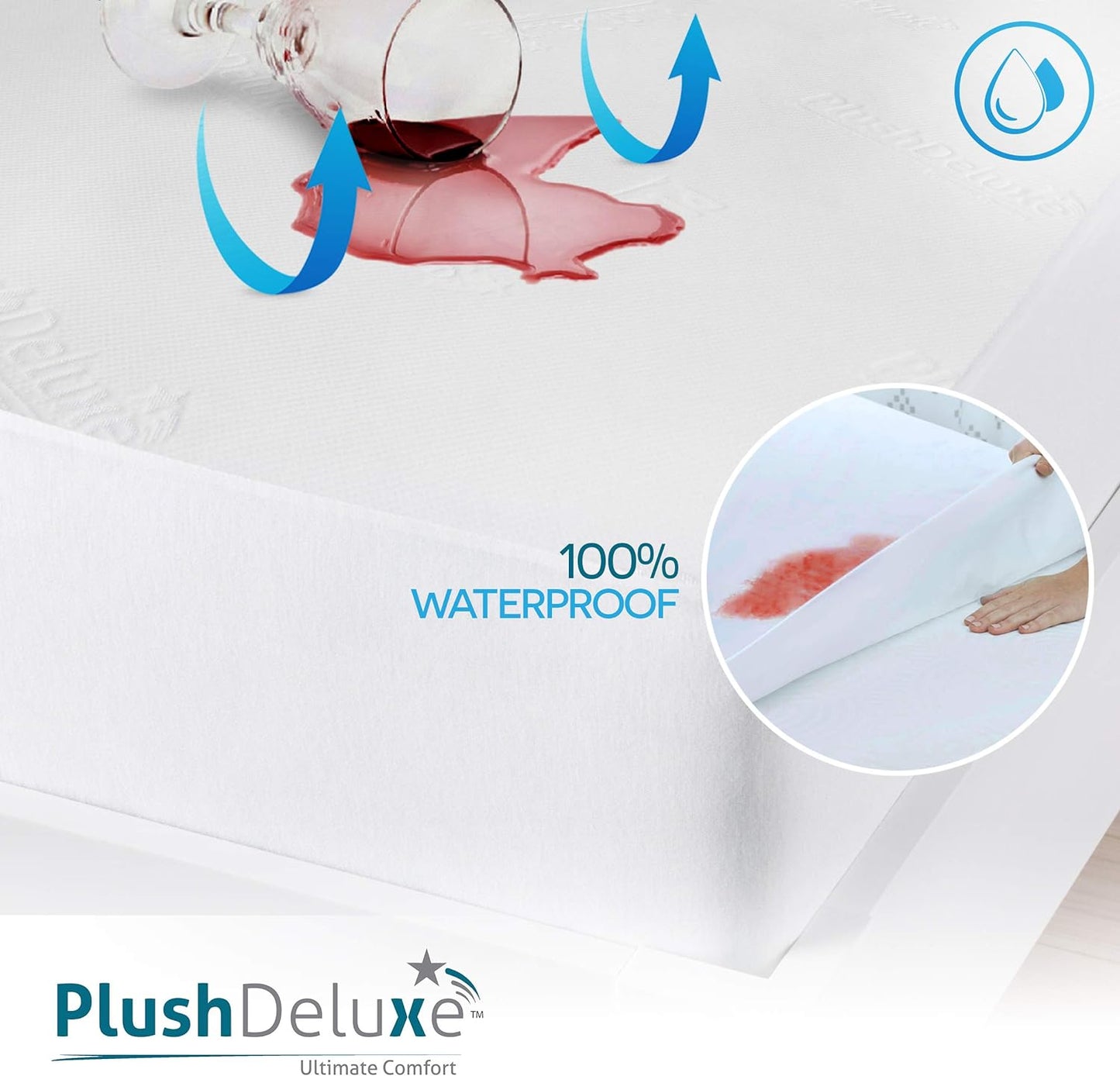 PlushDeluxe Premium Viscose Mattress Protector – Cal-King Size, Waterproof, & Ultra Soft Breathable Noiseless Washable Bed Mattress Cover for Comfort & Protection 72X84 Inches