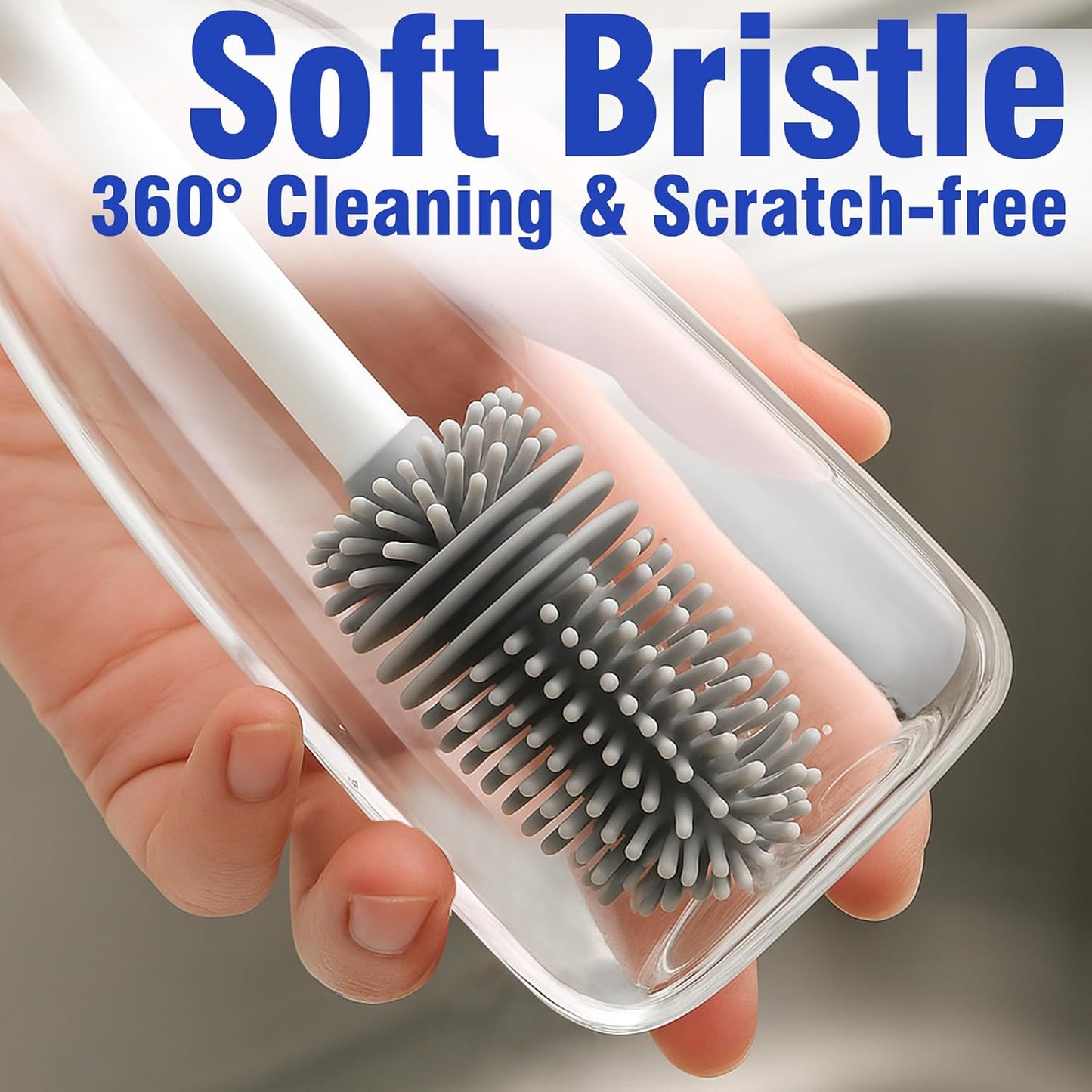 PHYEX 2 Packs Long Handle Bottle Brushes, Water Bottle Cleaner for Washing Narrow Neck/Mouth Bottle