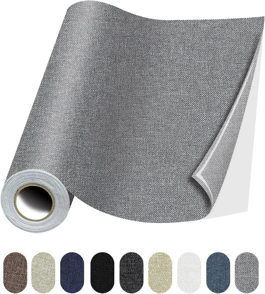 Fabric Repair Patches, 17X79 Inch Linen Repair Tape Self-Adhesive Fabric Patches Durable, DIY Large Linen Tape for Sofa, Couches, Furniture, Chair, Clothing （17X79 Inch, Grey）