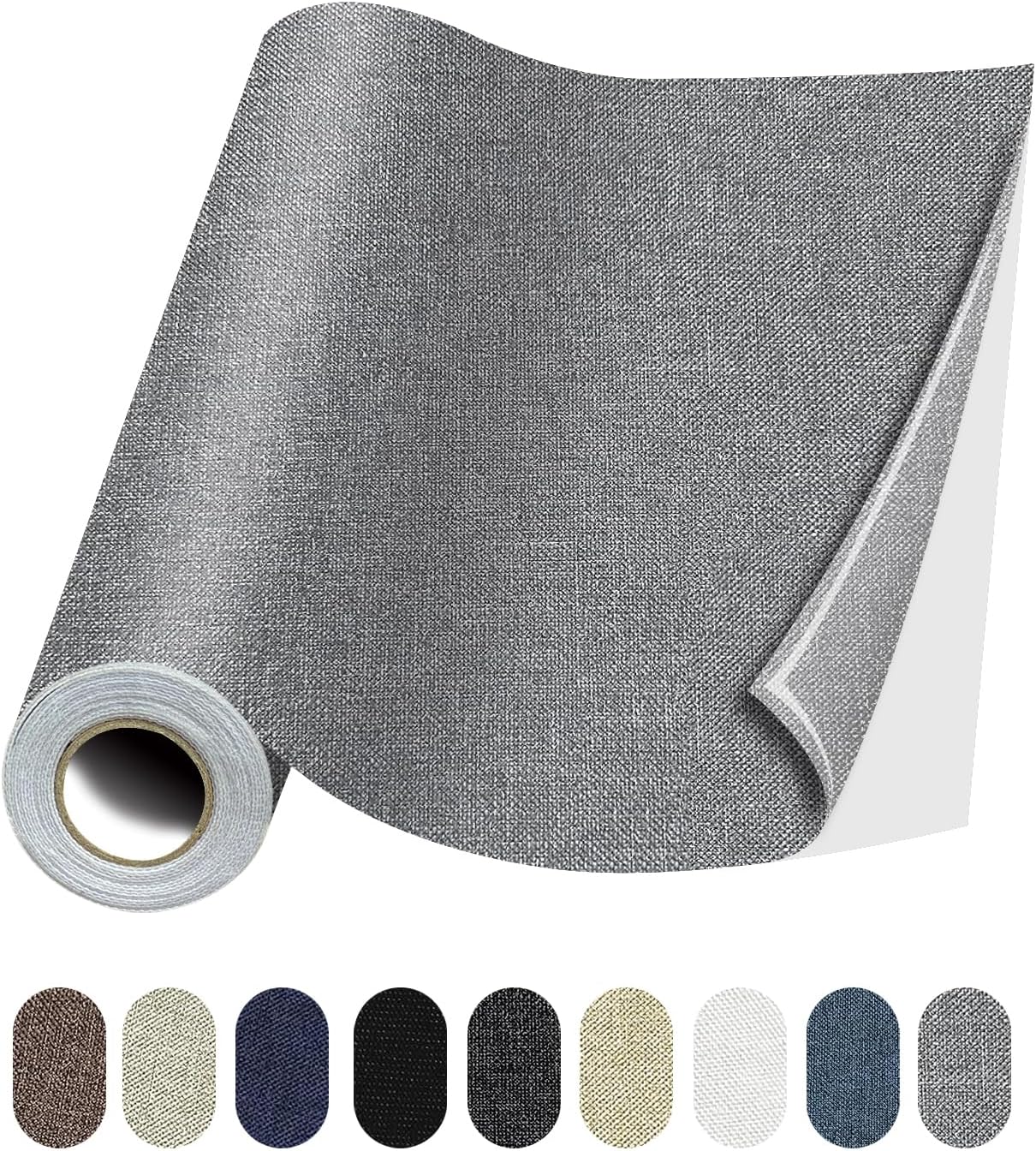 Fabric Repair Patches, 17X158 Inch Linen Repair Tape Self-Adhesive Fabric Patches Durable, DIY Large Linen Tape for Sofa, Couches, Furniture, Chair, Clothing （17X158 Inch, Grey）