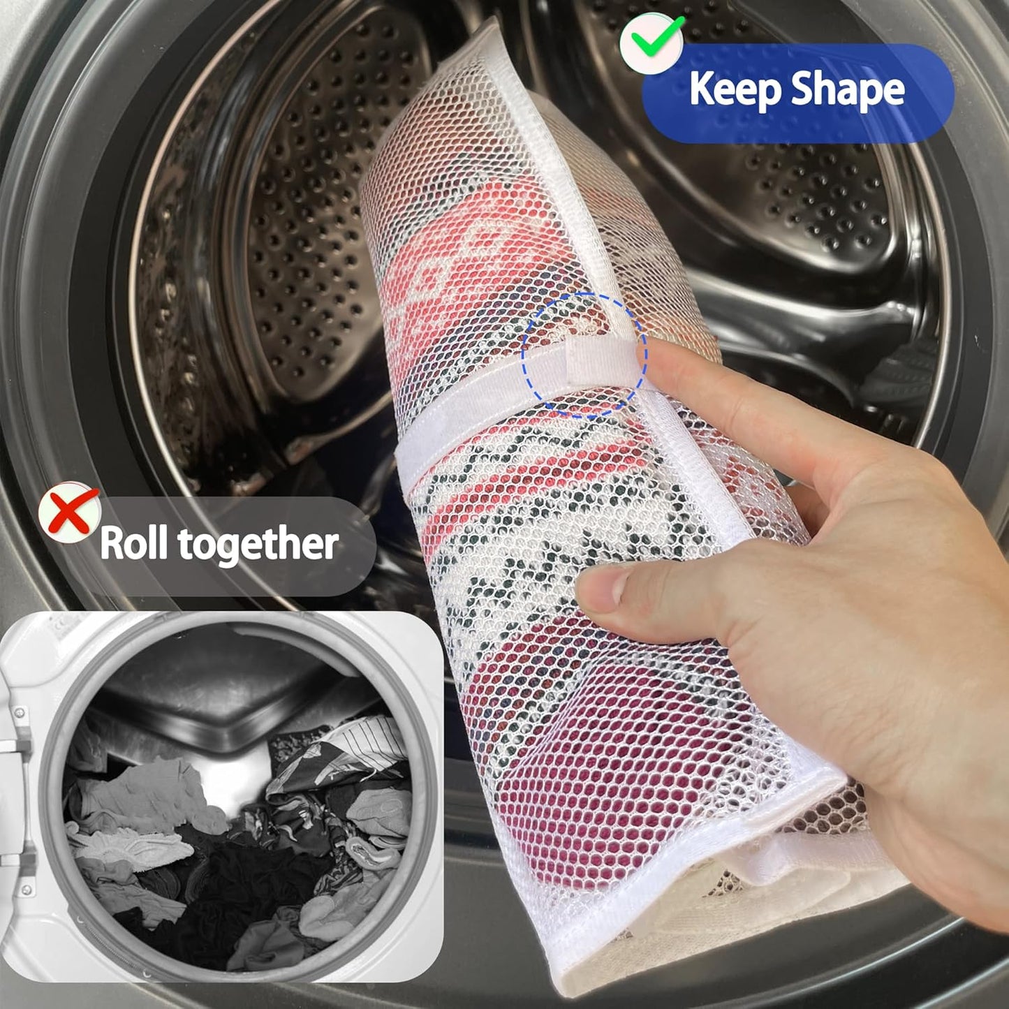 Mesh laundry bags for washing machine, can wash 10 pairs of socks, maintain shape, keep one pair,Laundry room organization suitable for socks and small items, 2pcs (Large)