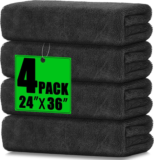 PBHEPJ 4 Pack Microfiber Towels (36"x 24") Extra Large Ultra Absorbent Drying Towel for Cars and Trucks, Without Streaks, Scratches, or Water Spots