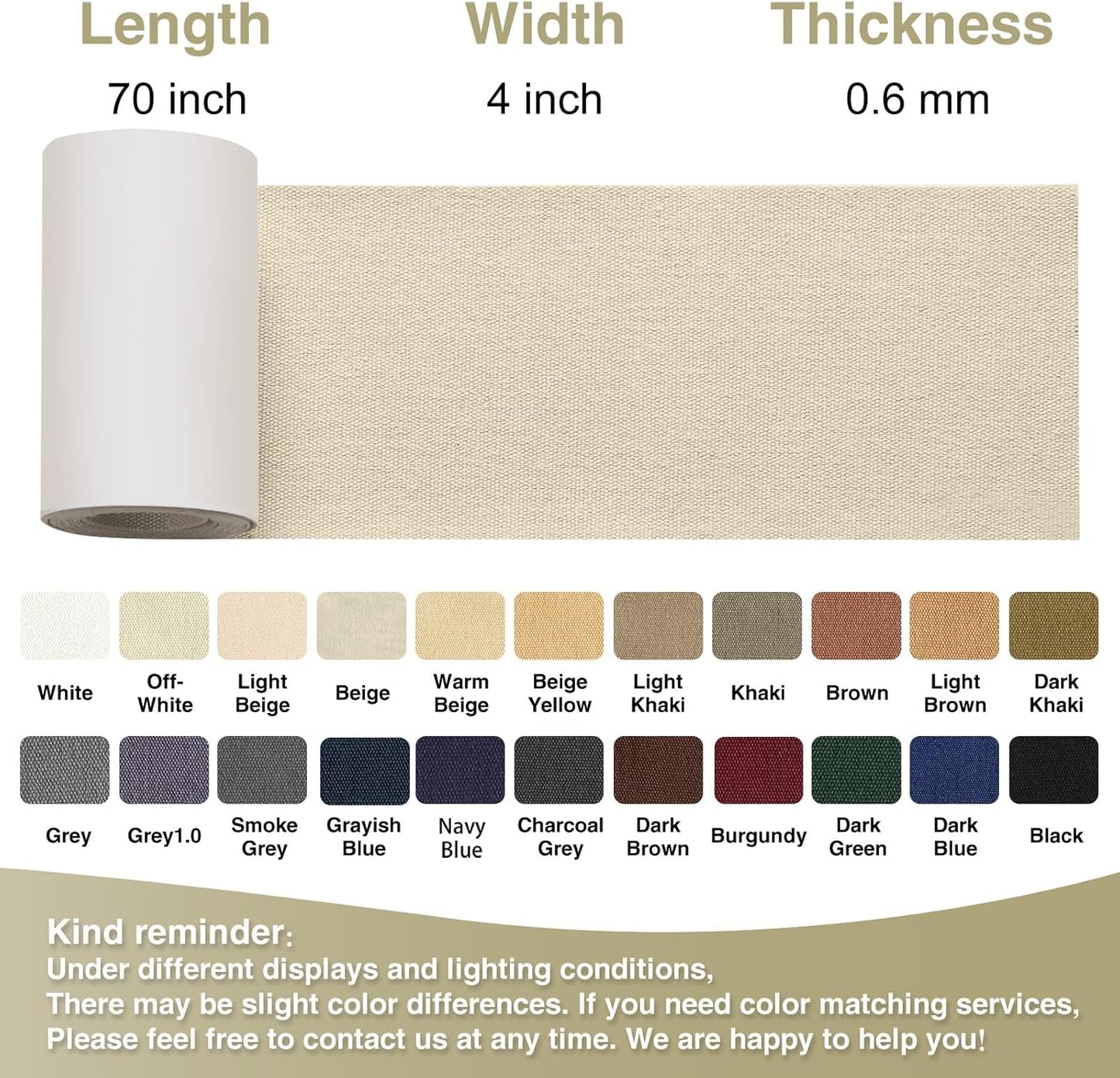 Canvas Repair Tape 4×70 Inch Waterproof Self-Adhesive Fabric Repair Patch for Repairing Boat Covers,Tents,Patio Umbrellas,Car Seats,Luggage,Sofas.(Beige)