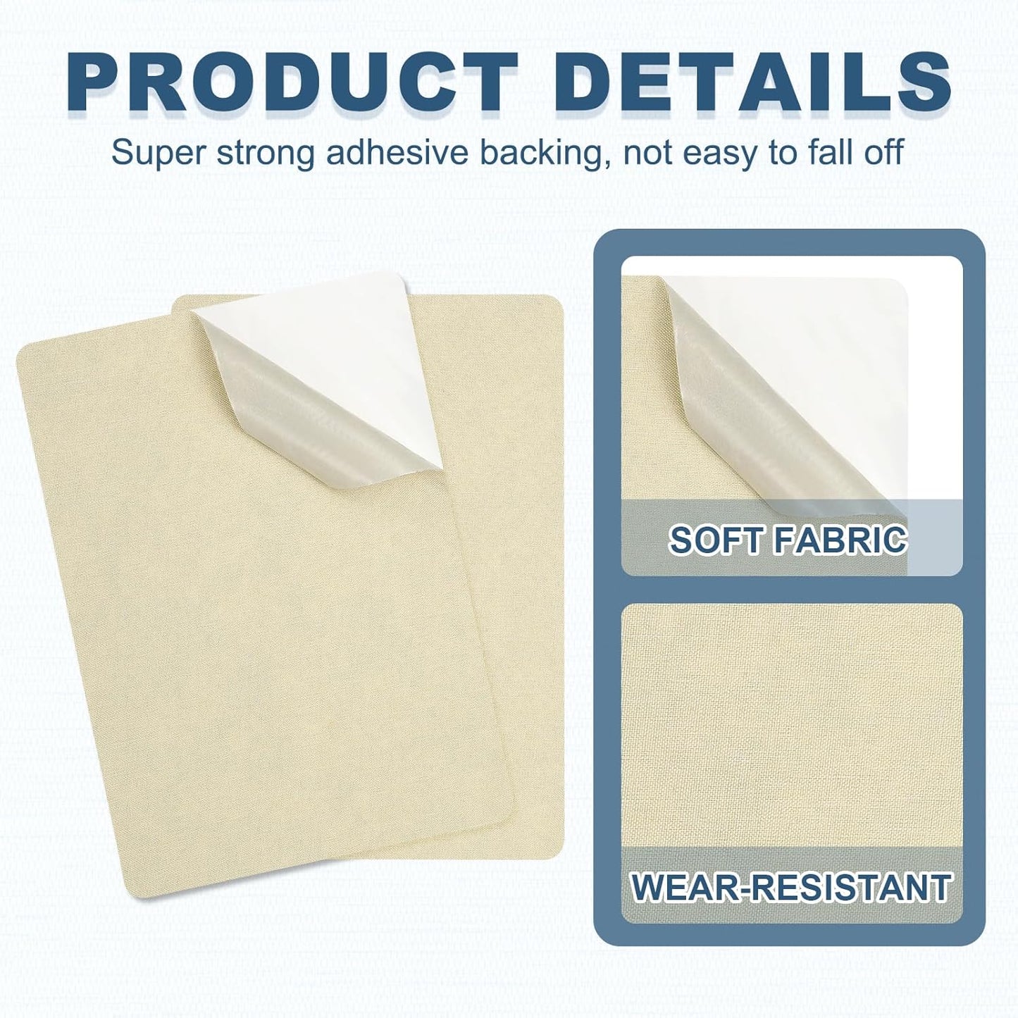 PATIKIL 8x11 Inch Linen Repair Patches, 2Pcs Self-Adhesive Fabric Patch for Sofas Tote Bags Furniture Car Seats Clothes Tents, Beige