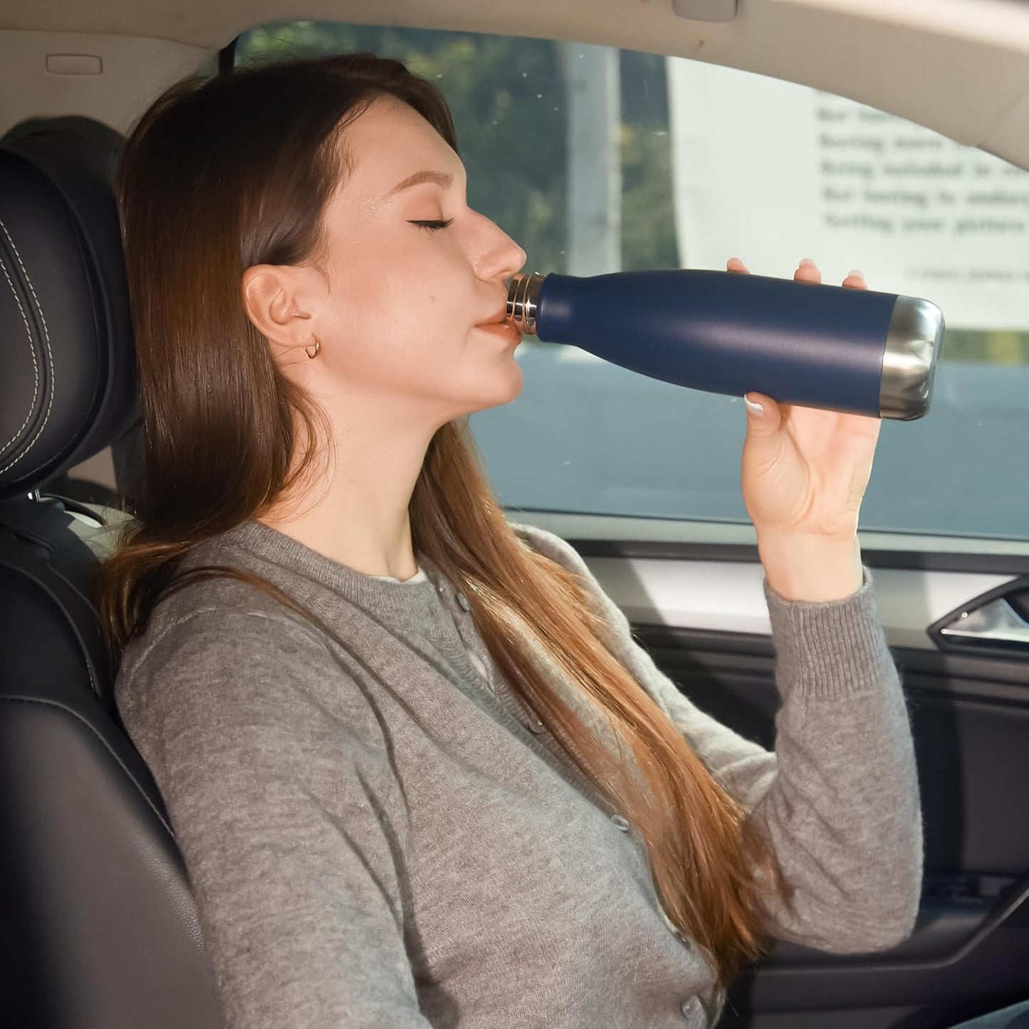 MEWAY 17oz Sport Water Bottle 12 Pack Vacuum Insulated Stainless Steel Leak-Proof Double Wall Cola Shape Water Bottle,Keep Drinks Hot & Cold (Navy,12 Pack)