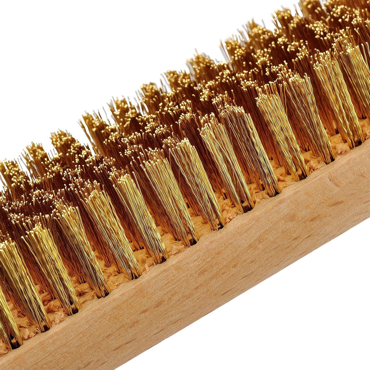 MAXMAN Brass Brush 3Pcs, Soft Brass 8 Rows 20 Bristles Wire Brush for Cleaning Metal Rust, Welds, Home and Kitchen, Wire Scratch Brushes with 10" Beechwood Handle