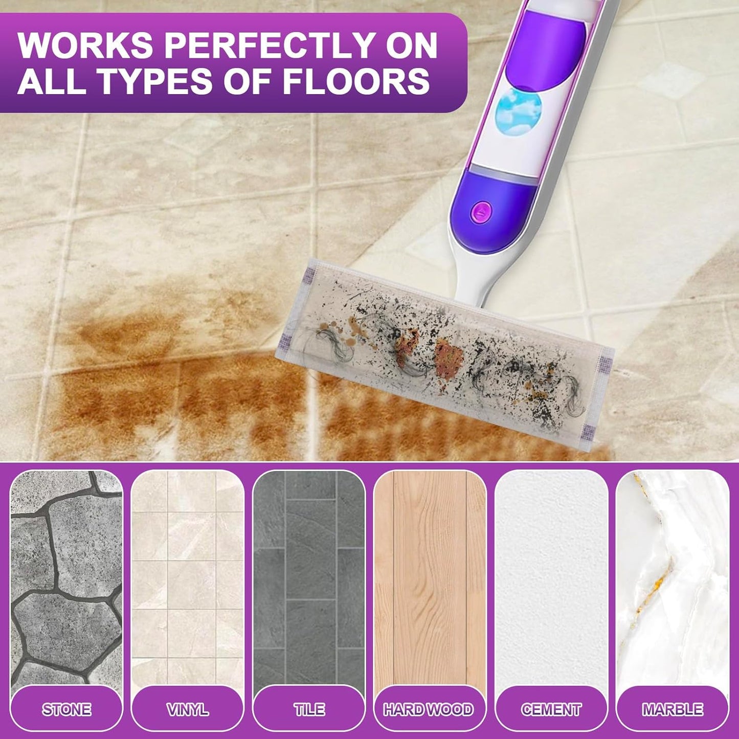 20 Count New Disposable Mop Refills for Swiffer Power Mop,Extended Super Absorbent mop Cloth Compatible with Swiffer Power Mop,Replacement Pads for Floor Cleaning.(Super Absorbent/Velcro)