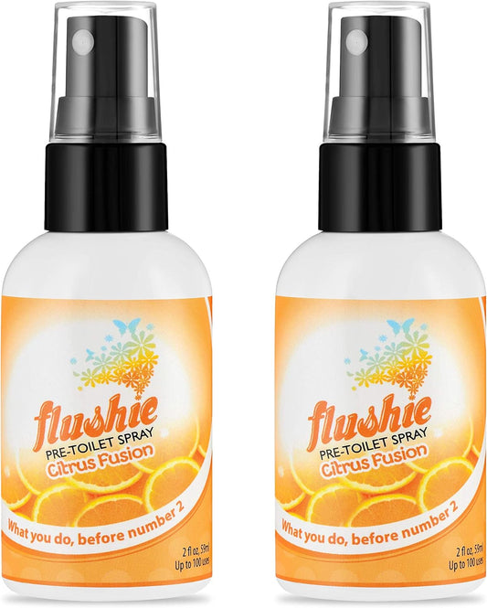Flushie Pre-Toilet Spray for Poop Travel Size Toiletries Bathroom Spray for Poop Spray for Toilet Deodorizer Traveling Essentials Poop deodorizer Poop Odor eliminator… (Citrus, 2oz 2pack)