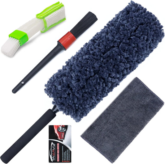 Car Duster Kit, Ultra Soft Microfiber Duster with Storage Bag, Unbreakable Handle, Lint & Scratch Free, Exterior or Interior Use, Pollen Remover, Best Car Accessories for Cleaning SUV Home