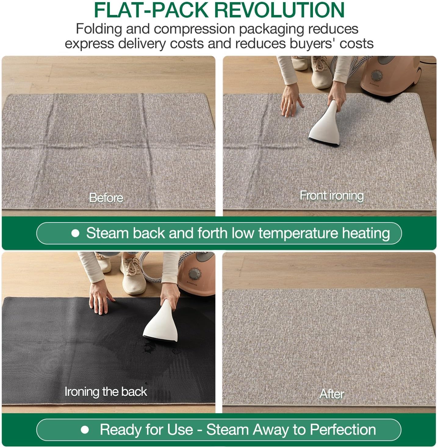 LUMI Ultra Thin Door Mat for Entryway,36"x56" Low Profile Non Slip Rubber Backing Indoor Doormat, Easy Clean Welcome Entrance Mat for Inside House, Patio, Beige