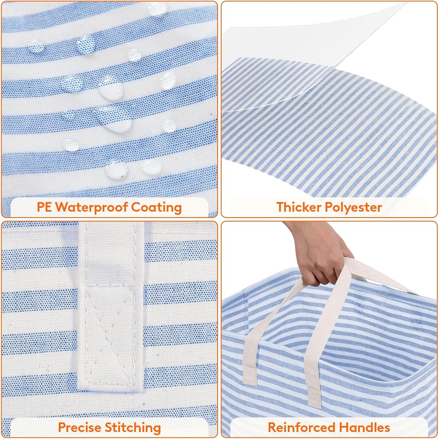 Lifewit 2 Pack Laundry Hamper Large Collapsible Laundry Basket, Freestanding Waterproof Cloth Hamper with Easy Carry Handles in Laundry Room Bedroom Bathroom College Dorm for Adult, Grey&Blue, 2 x 80L