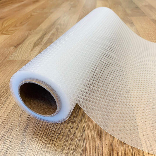 EVALAND 12" x 20 FT Non-Slip Shelf Liner, Non-Adhesive, BPA-Free, Waterproof Pantry Liner for Shelves, Easy to Cut, Oil-Proof Shelf Liners for Kitchen, Cabinets, Drawers, Refrigerator, Clear