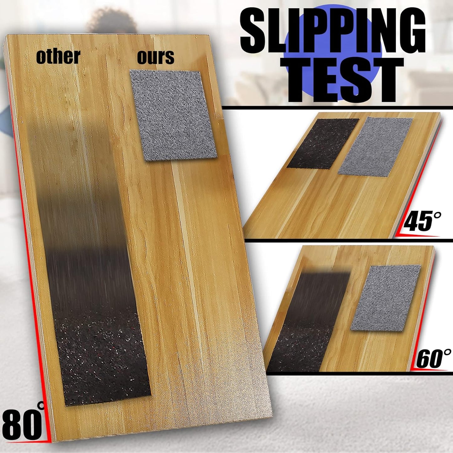 Non Slip Rug Pad Grippers - 9x12, 1/4" Thick, Felt + Rubber Double Layers Area Carpet Mat Tap, Provides Protection and Cushioning for Hardwood or Tile Floors