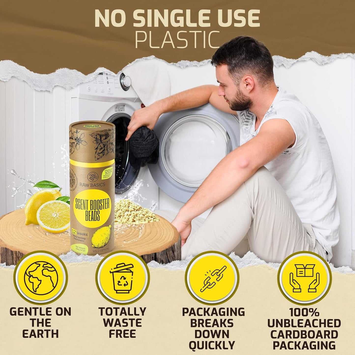 Scent Boosters for Washer, Wild Lemon Aroma - Bulk Laundry Booster Beads and Fabric Smell Deodorizer - In Wash Odor Eliminator Pods for Fresh Scented Clothes