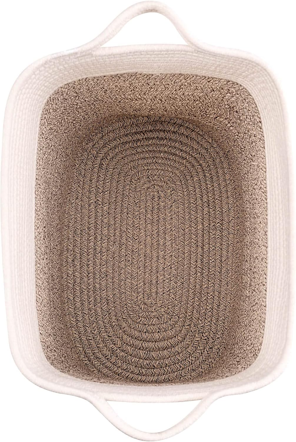 Medium and Large Woven Basket//With Handle, Used for Toys and Fabric Storage Basket used for Storing xl Storage Box, Decorative Storage Box Room (14L*15.7H WWhite Brown, 14L*10W*15.7H)
