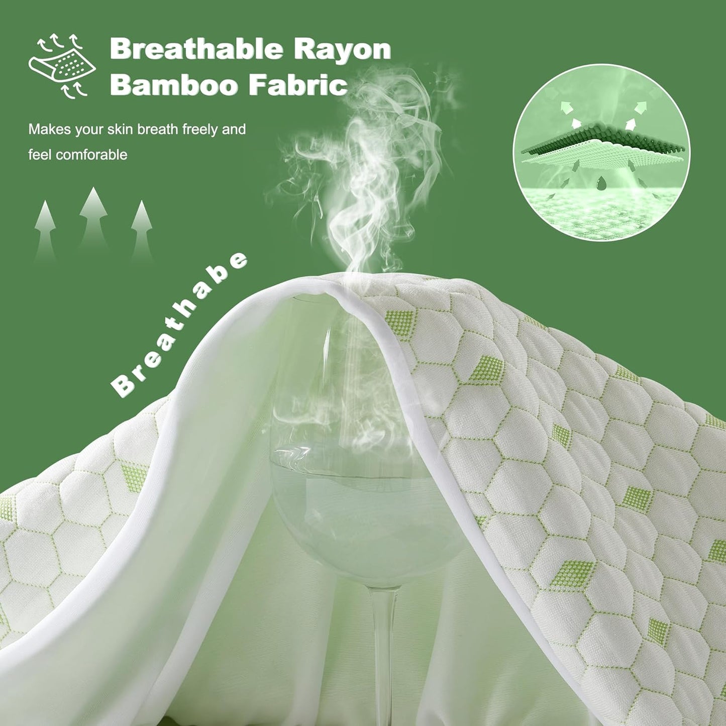 Waterproof Mattress Protector, California King Size Mattress Pad Fitted 6"-18" Deep Pocket, 3D Air Fabric Bed Mattress Cover Noiseless Washable for Home, Bedroom, Hotel