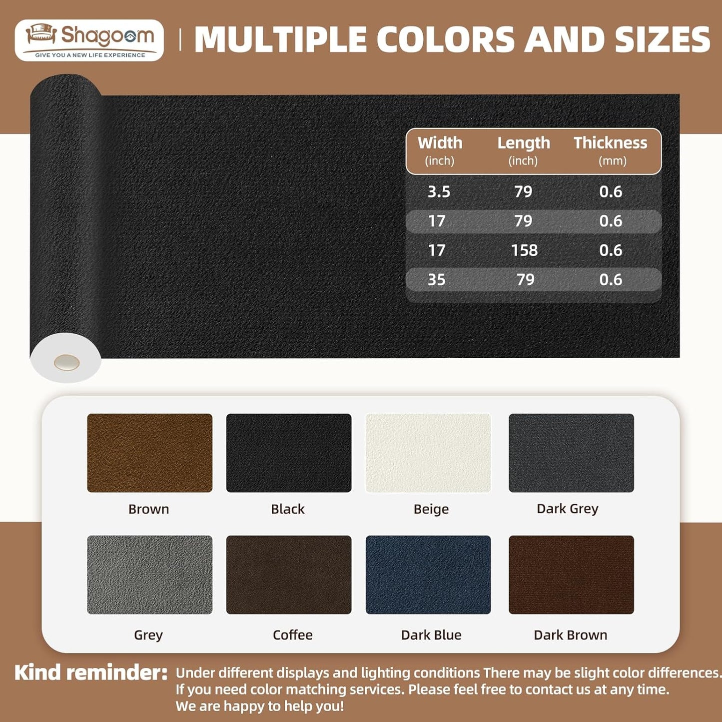 Suede Repair Patch, 17X79 Inch Fabric Large Repair Tape, Self-Adhesive Patches for Furniture, Sofa, Car Interior, Shoes, Hand Bag, Clothing (Coffee, 17X79 Inch)