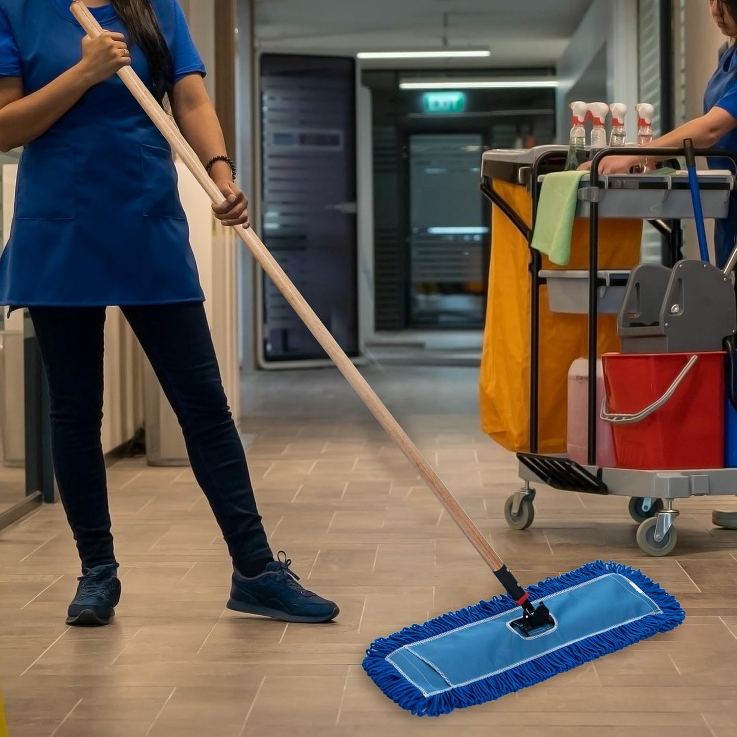 Matthew 24'' Microfiber Loop Dust Mop Washable Commercial&Residential Heavy Duty Mop Head Replacement Premium Absorbent Industrial Dust Mop Refill Pads for Hardwood, Office,Garage and Hotel -12Pack