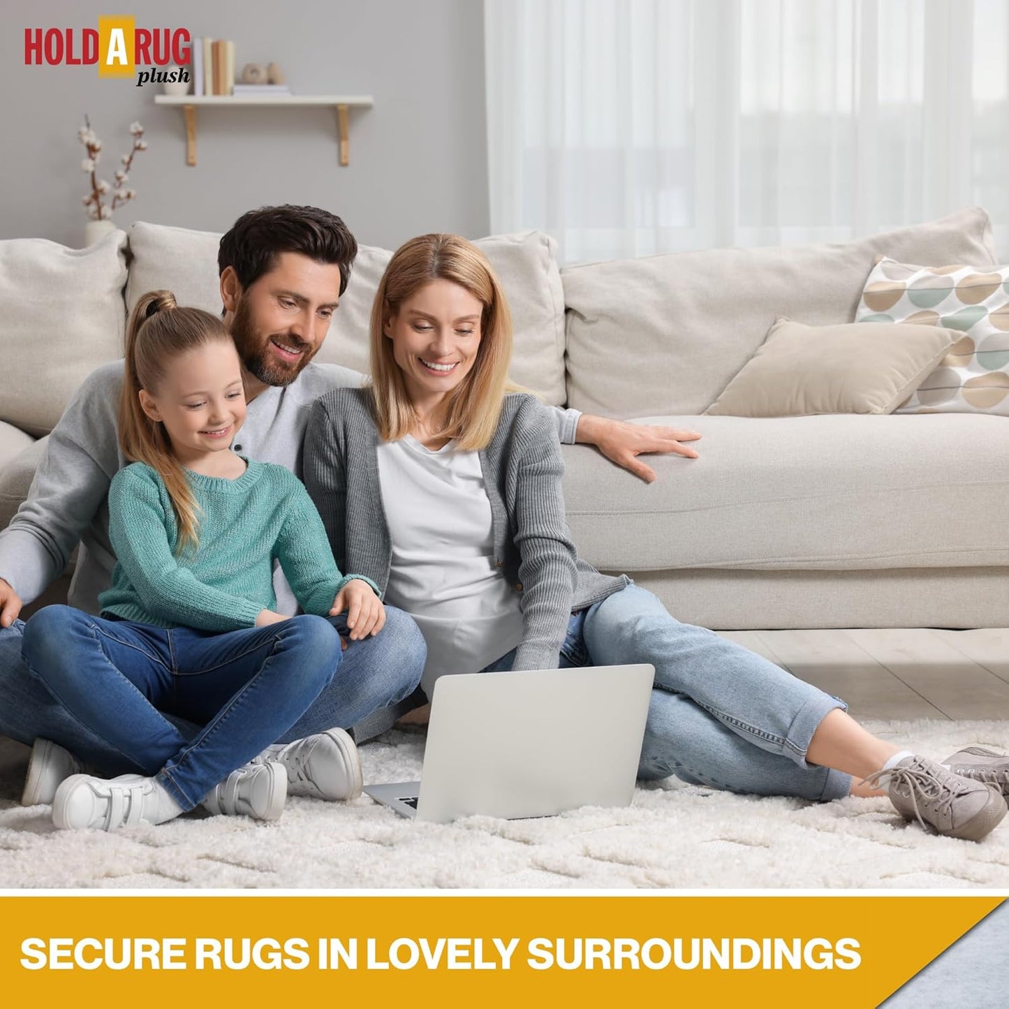 Hold-a-Rug Plush 2'6 x 8' Nonskid, Nonslip Rug Pad, Reversible Gripper, ¼ Thick, Safe for All Floors and Carpet, Keep Area Rugs Secure