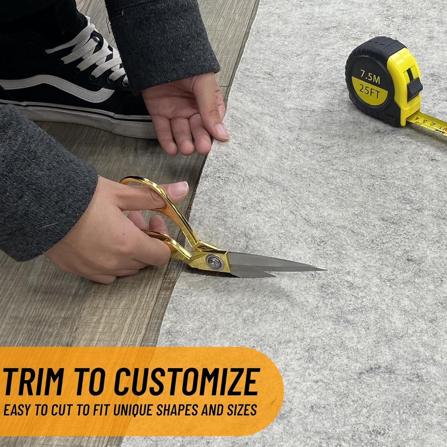 Ottomanson 2'7" x 10' Non-Slip Rug Pad Gripper 1/12 Inch Ultra Thin Dual Surface Felt + Rubber Gripper - Safe for All Floors, Cream