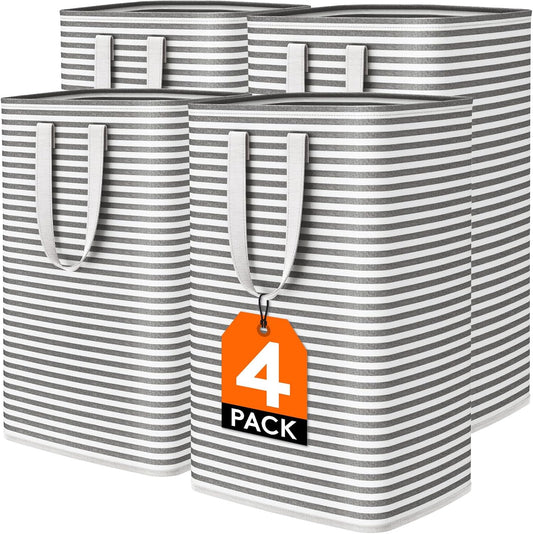 Lifewit 4 Pack Laundry Hamper Large Collapsible Laundry Baskets, Freestanding Waterproof Clothes Hamper with Easy Carry Handles in Laundry Room Bedroom Bathroom College Dorm for Adults, Black, 4 x 80L