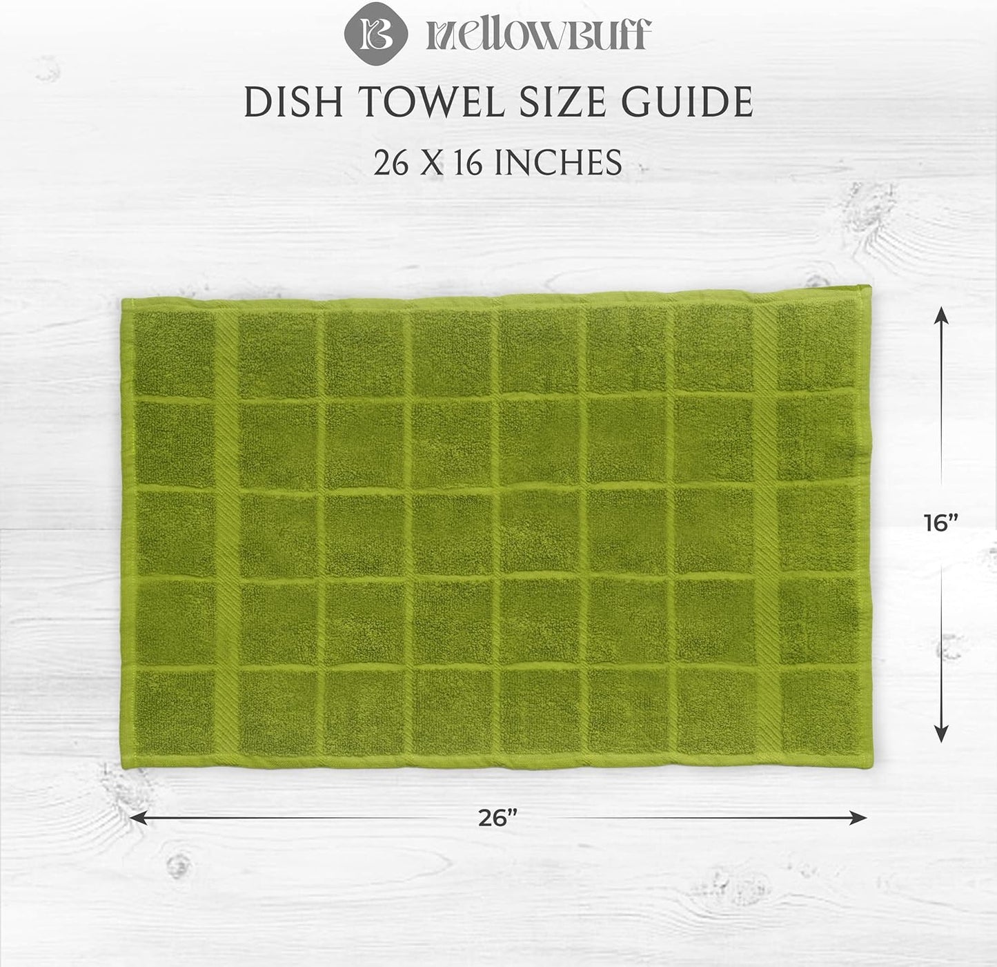 100% Cotton Terry Dish Cloth & Dish Towel, 6 Pack, Super Soft and Absorbent Kitchen Towels, Perfect for Kitchen Cleaning and Dish Washing (Green (DT and DC Combo))