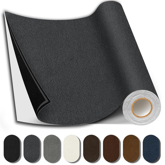 Suede Repair Patch, Large Fabric Repair Tape, Self-Adhesive Patches for Furniture, Couch, Sofa, Car Interior, Shoes, Hand Bag, Clothing (Dark Grey, 3.5X79 Inch)