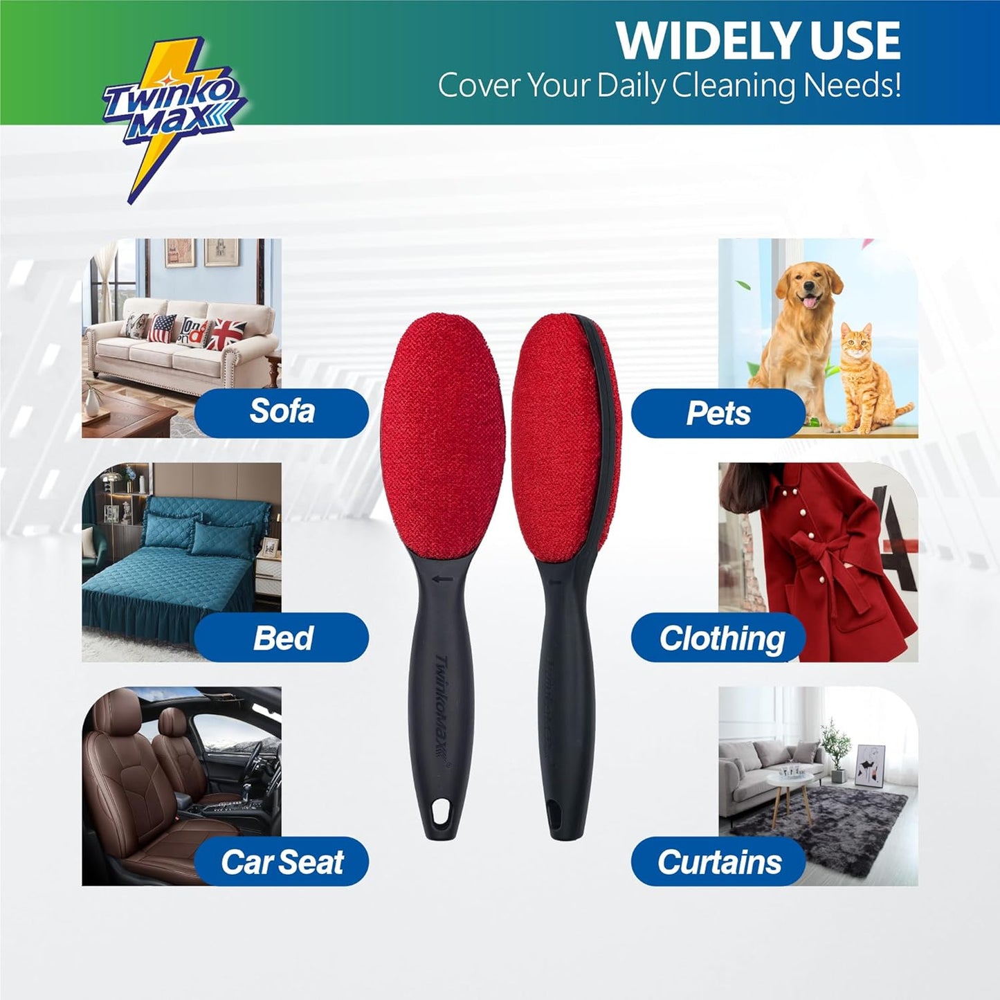 Lint Brush, Lint Remover, Pet Hair Remover, Clothes Brush, Magic Lint Remover Brush, Sheet and Carpet Cleaning Brush, 2-Sided and Reusable, No Need Lint Roller Refill.