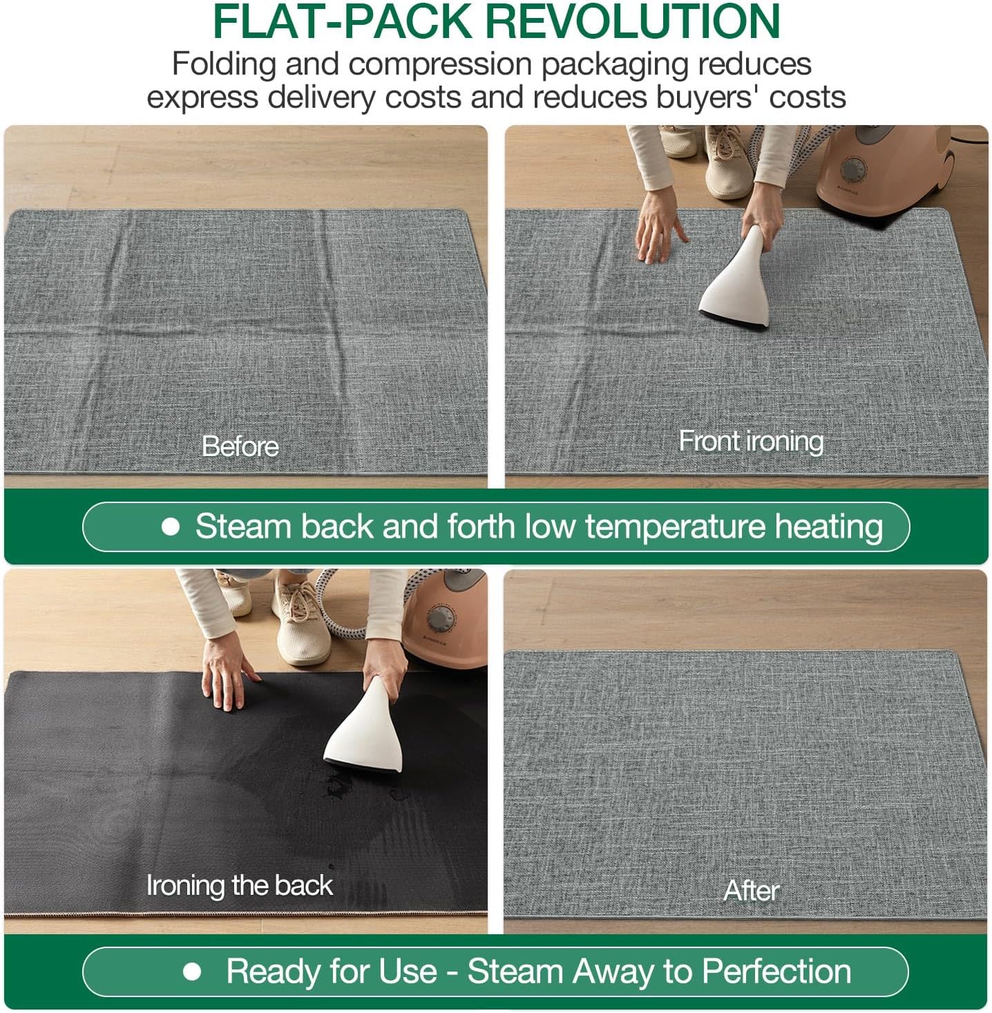 LUMI Ultra Thin Door Mat for Entryway,36"x59" Low Profile Non Slip Rubber Backing Indoor Doormat, Easy Clean Welcome Entrance Mat for Inside House, Patio, Greenish Grey