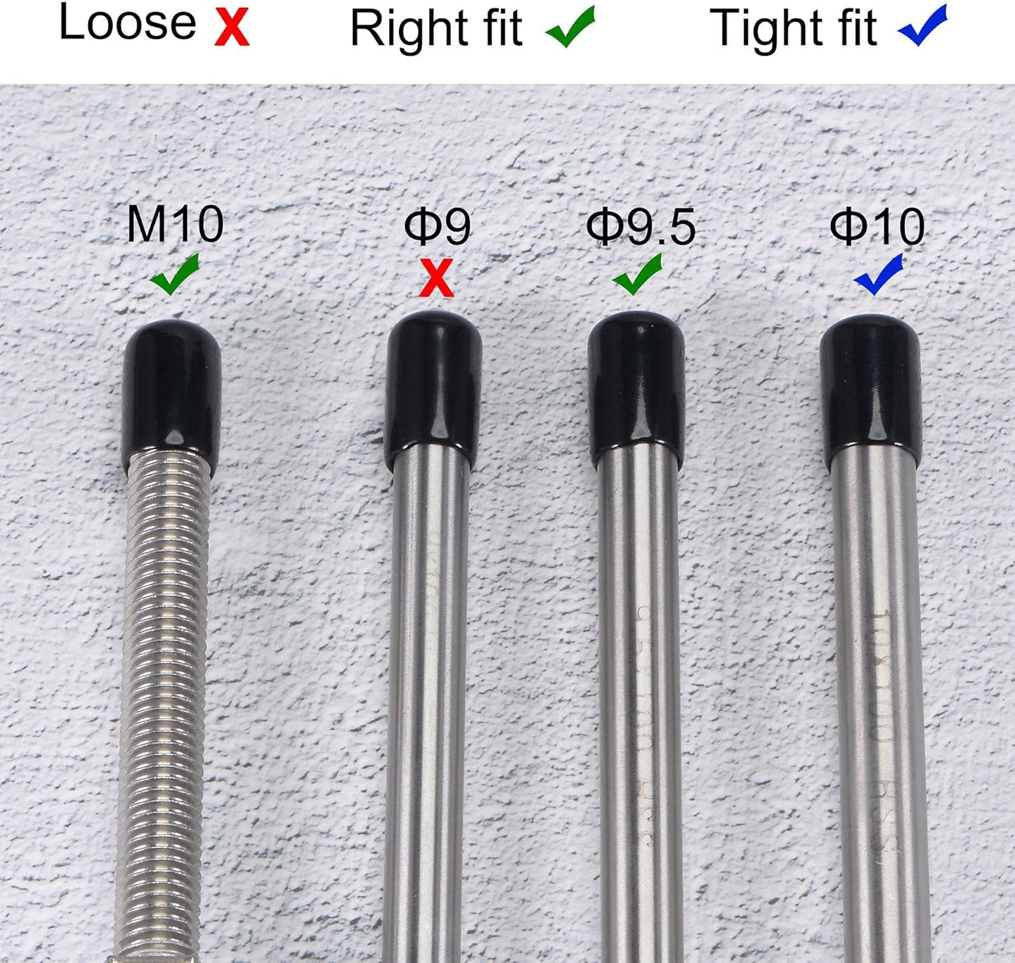 uxcell 20pcs Rubber End Caps 3/8"(9.5mm) ID Vinyl Round Tube Bolt Cap Cover Thread Protectors Black