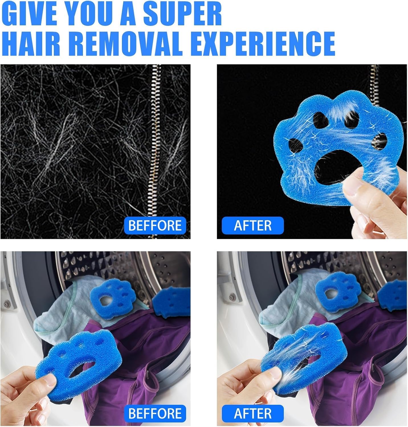 Reusable Pet Hair Remover for Laundry, Effective Cat & Dog Hair Catcher for Washer & Dryer, Lint and Fur Remover for Clothes, Bedding, Safe and Durable for All Fabrics (6)