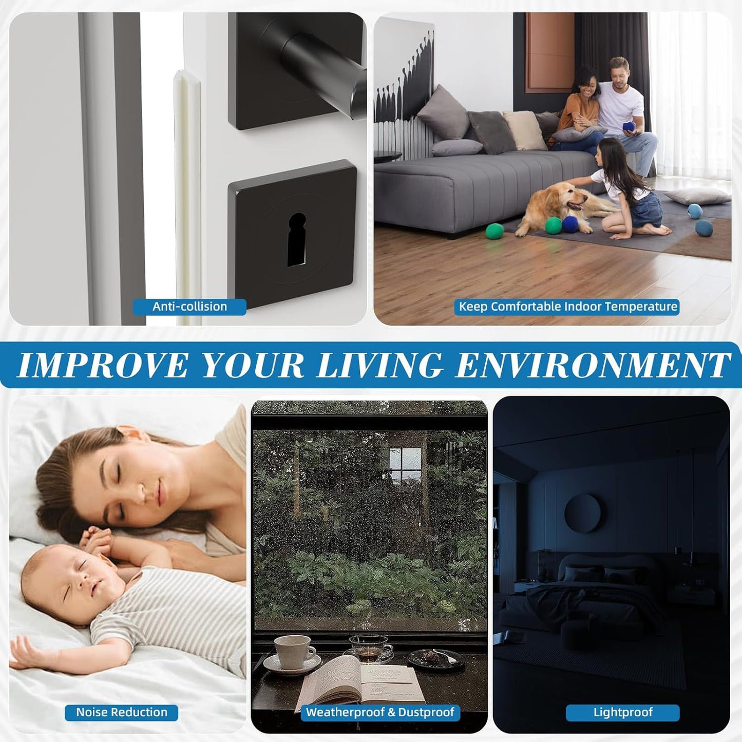 V-Shaped Weather Stripping Door Seal, 33FT Draft Stopper for Doors/Windows, Gaps, Dustproof, Soundproof & Thermal Insulating, Noise-Reducing, Light-Blocking Door Gap Filler