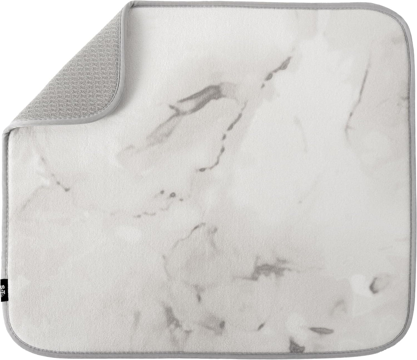 S&T INC. Dish Drying Mat, 16” x 18”, Absorbent Microfiber Kitchen Counter Mat, Dish Drying Pad for Dishes, Utensils, Pots and Pans, Large, Grey Stone