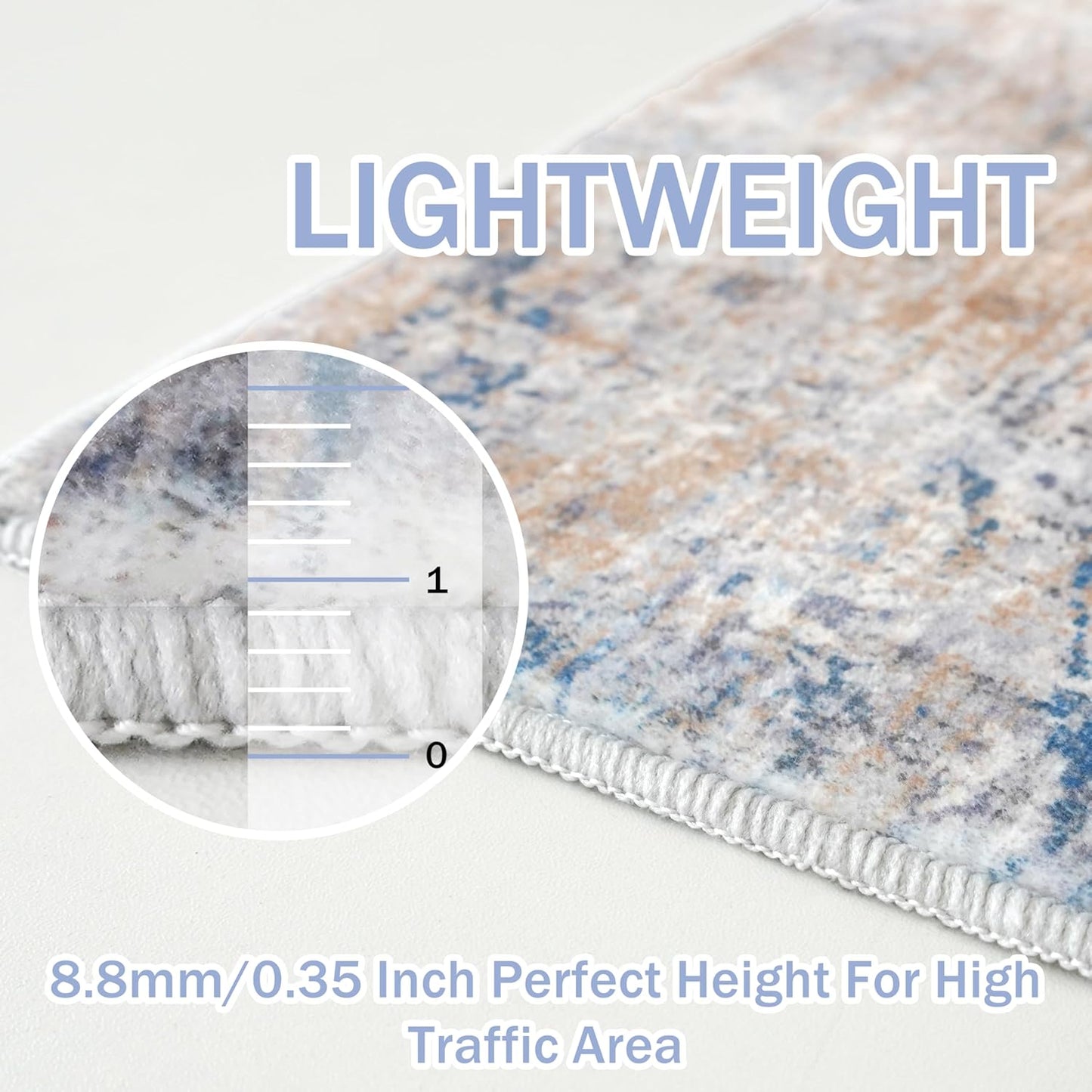 IOHOUZE Abstract Runner Rug 2x7 Ft Washable Runners for Hallways, Non Slip Kitchen Runner Printed Faux Wool Entryway Runners Indoor, Modern Abstract Floor Carpet for Hall Kitchen Bedroom, Blue Rust