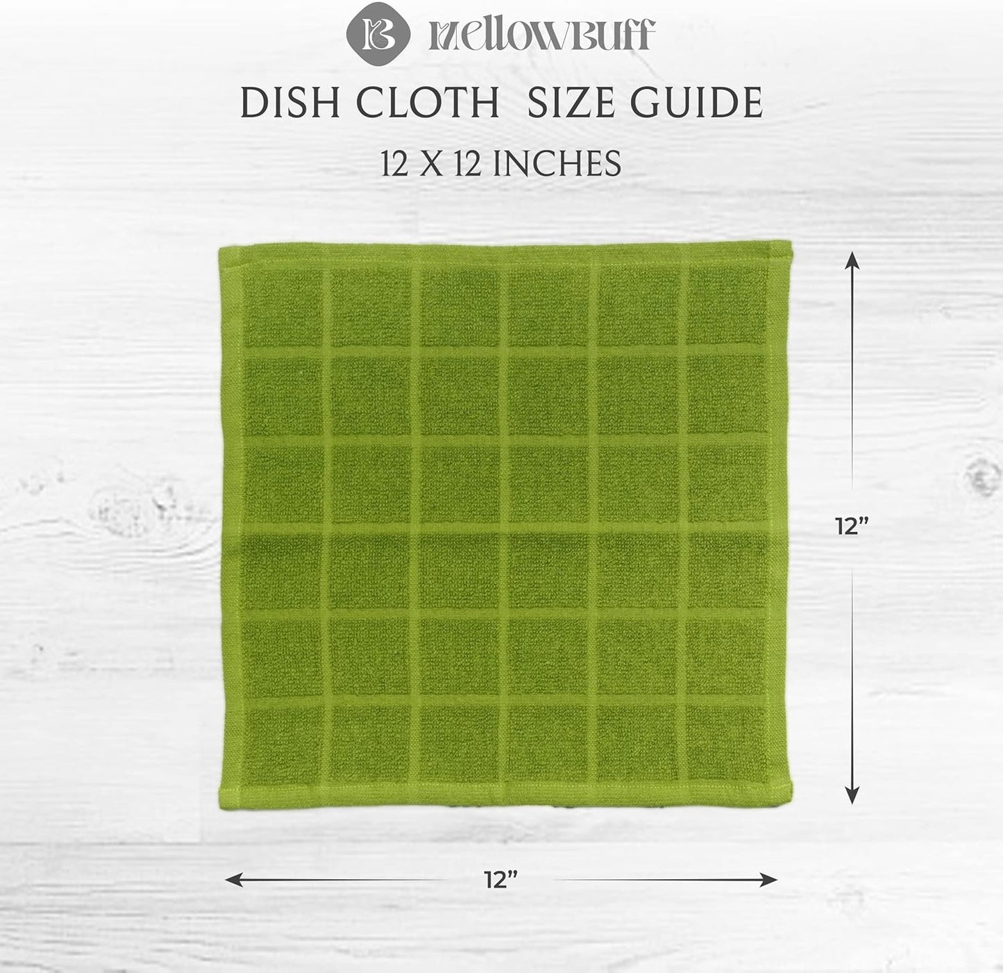 100% Cotton Terry Dish Cloth & Dish Towel, 6 Pack, Super Soft and Absorbent Kitchen Towels, Perfect for Kitchen Cleaning and Dish Washing (Green 6 Pack)