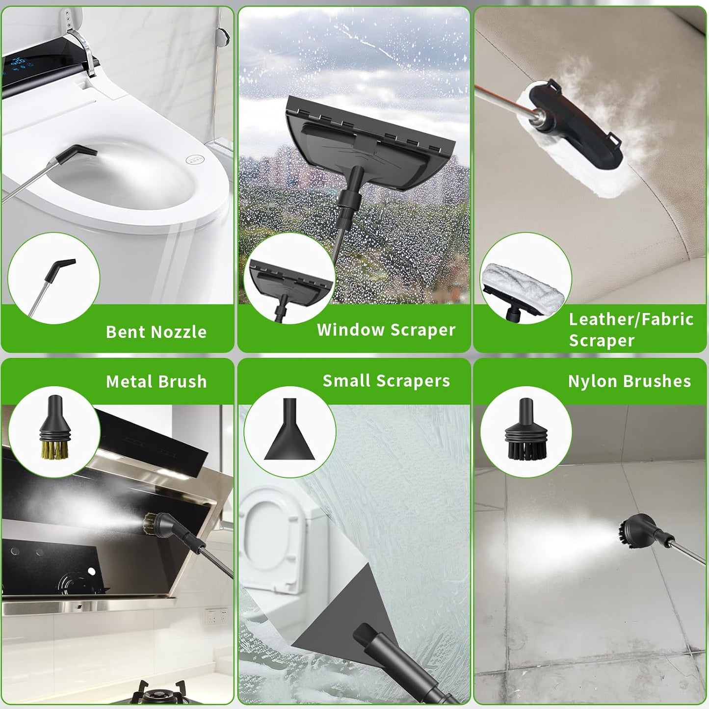 Handheld Steam Cleaner, 2500W High Pressure Steamer for Cleaning, Portable Steam Cleaner with 1.6L Water Tank, 3 Levels Adjustable Handle, Steam Cleaner for Home, Car, Furniture, Bed Bugs (White)