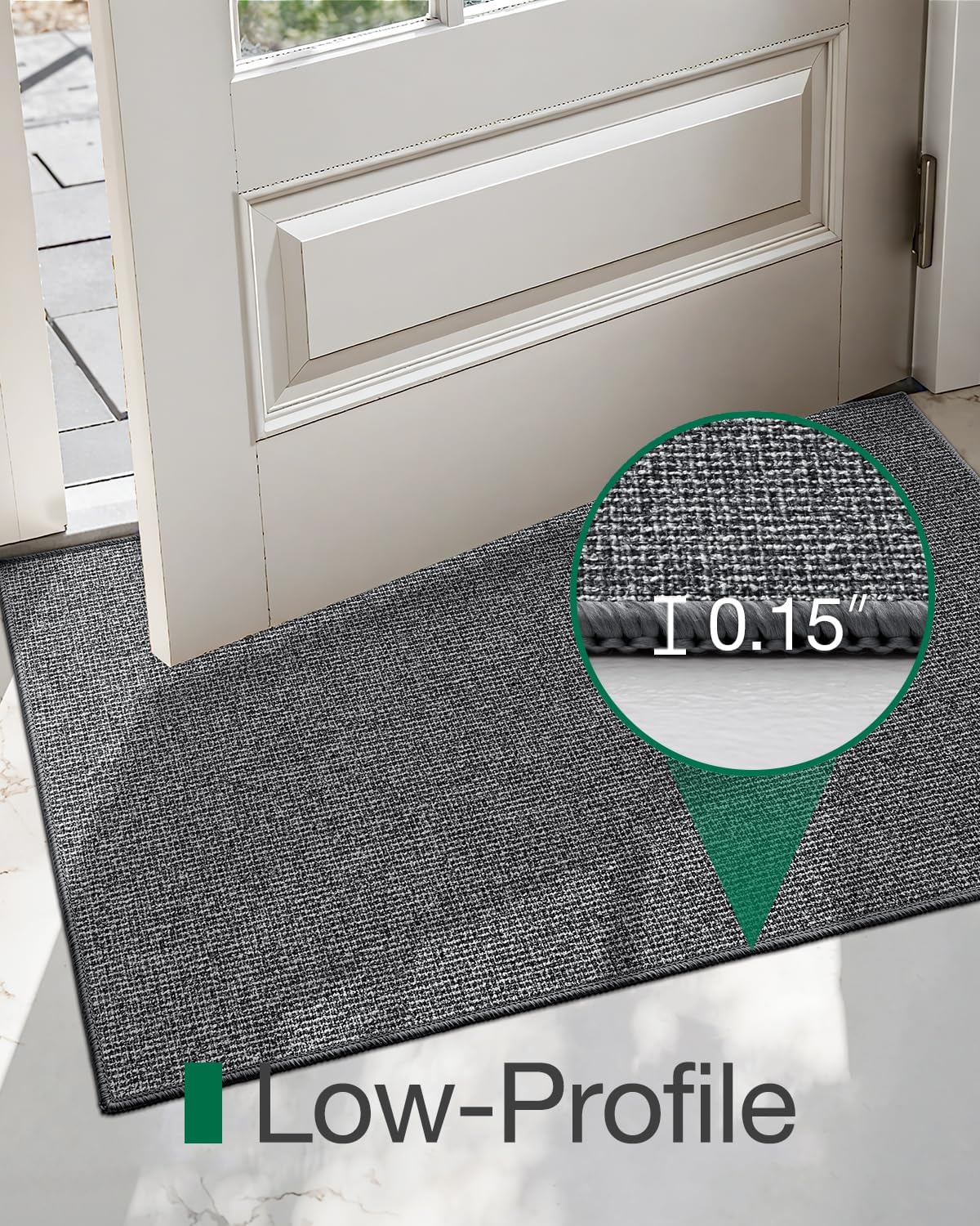 LUMI Indoor Door Mat 36"x56", Ultra Thin Low Profile Non-Slip Doormat for Home Entrance, Absorbent & Stain-Resistant Welcome Mats, Washable Entryway Mat for Front Door, Patio, Porch, Grey