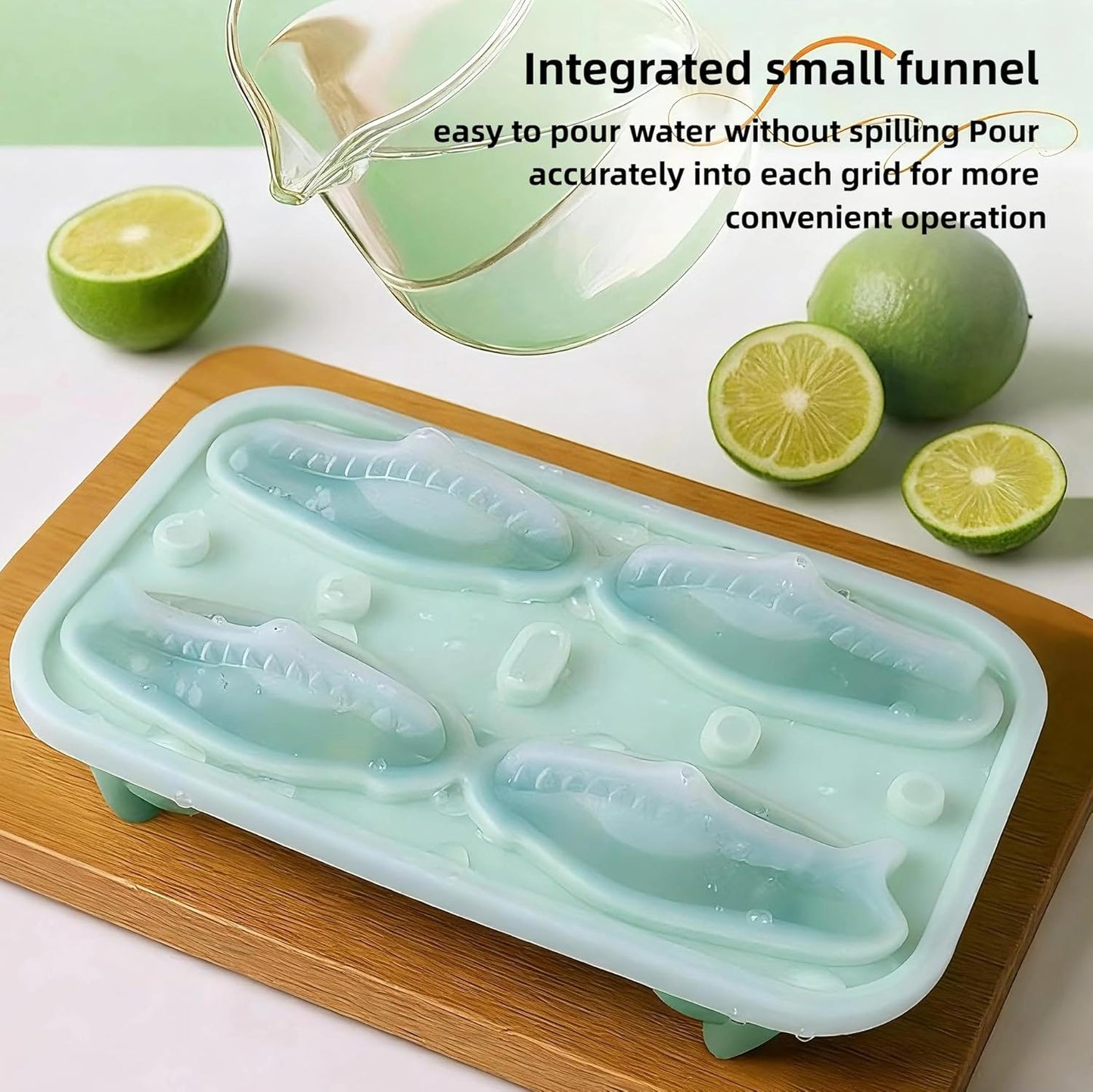 7.48inch Newly Upgraded 4-grid 3D Dinosaur Ice Tray and Covered Silicone Ice Tray, Suitable for Bars, Outdoor and Home Use (1, blue)