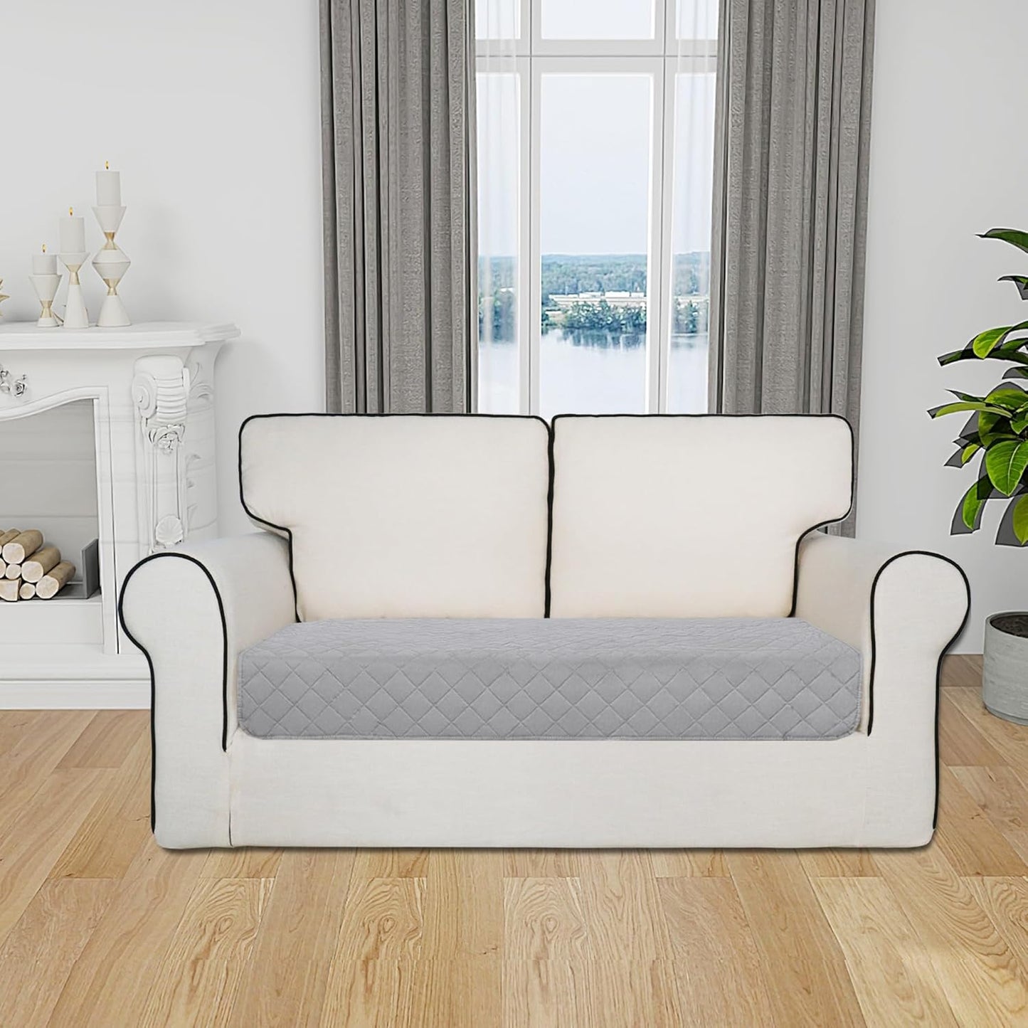 Easy-Going Sectional Couch Covers for Dogs L Shape Sofa Cover Reversible Sofa Slipcover Chaise Lounge Cover Furniture Protector Cover for Pets Dog Cat (30 x 50 inches, Light Gray/Ivory)