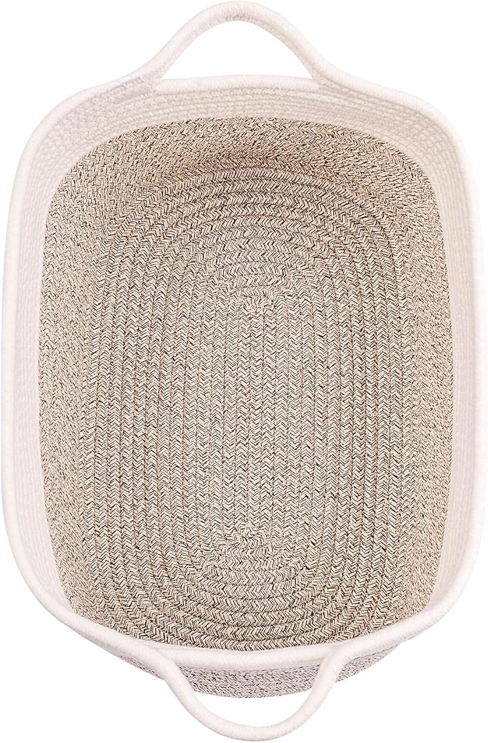 Medium and Large Woven Basket//With Handle, Used for Toys and Fabric Storage Basket used for Storing xl Storage Box, Decorative Storage Box Room 2pack (14L*10W*8.6H White Brown, 14Lx10Wx8.6H)