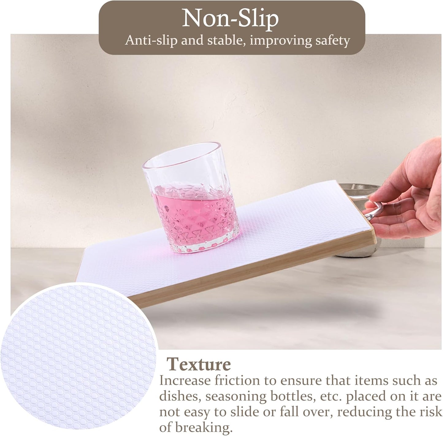 Shelf Liner Non-Slip 10 Inch Wide X 20 Ft Kitchen Cabinet Drawer Liners Waterproof & Oil-Proof Drawer Liners for Cupboard Pantry Non Adhesive Refrigerator Shelf Liner Strong Grip Cabinet Mat (White)