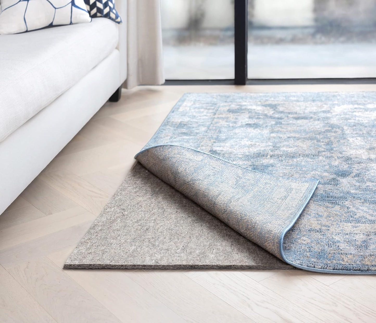 RUGPADUSA - Dual Surface - 10'x14' - 1/2" Thick - Felt + Rubber - Non-Slip Backing Rug Pad - Adds Comfort and Protection - for Hard Surface Floors