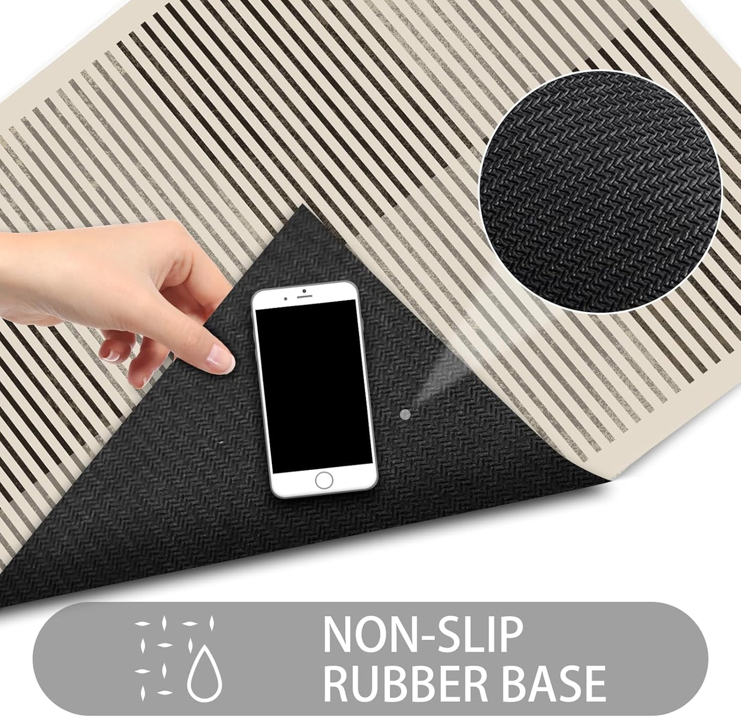 Ultra Thin Door Mat Indoor Entrance, 1/10 in Thin Door Mats for Inside Entry, Non-Slip Rubber Backing Washable Doormat, Fade Resistant, Absorbent, Low Profile Dirt Trapper, 30"X17"