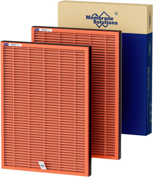Membrane Solutions MSA3/MSA3S Toxin Gas VOCs Removal Air Purifier Filter Replacement 2 Pack, Upgraded 4-in-1 H13 True HEPA Filter with OdallerPure Technology