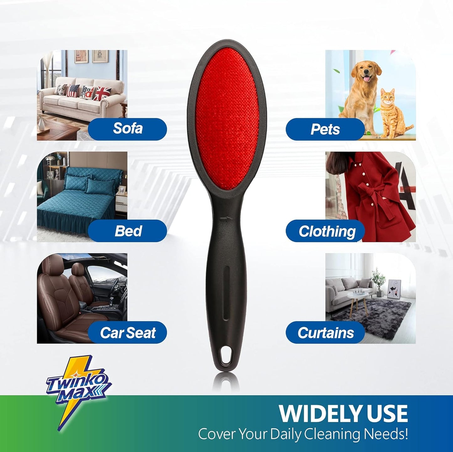 Lint Brush, Lint Remover, Pet Hair Remover, Clothes Brush, Magic Lint Remover Brush, Sheet and Carpet Cleaning Brush, 2-Sided and Reusable, No Need Lint Roller Refill.