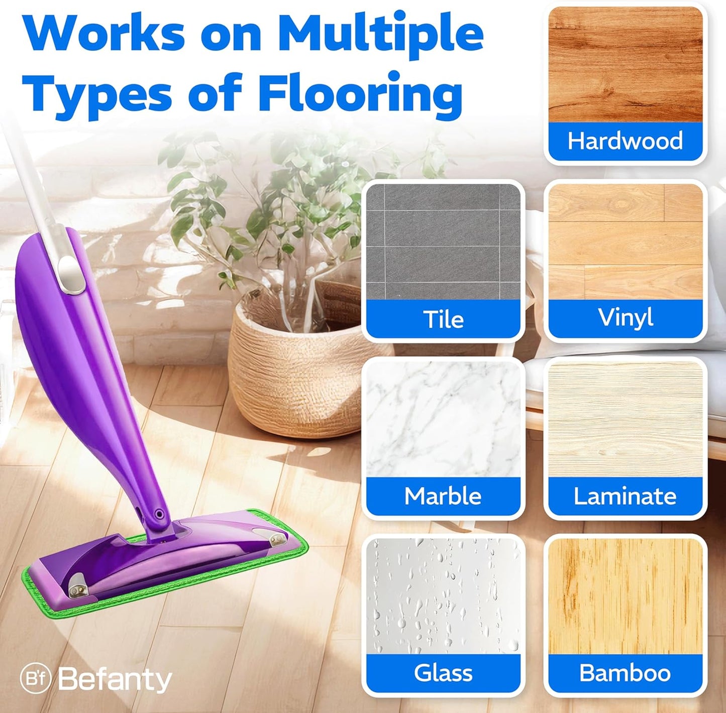 2 Pack Reusable Microfiber Mop Pads, Compatible with Swiffer Wet Jet, Machine Washable Cloths, Refills for All Floor Cleaning, Wet Dry - 10"- 12"