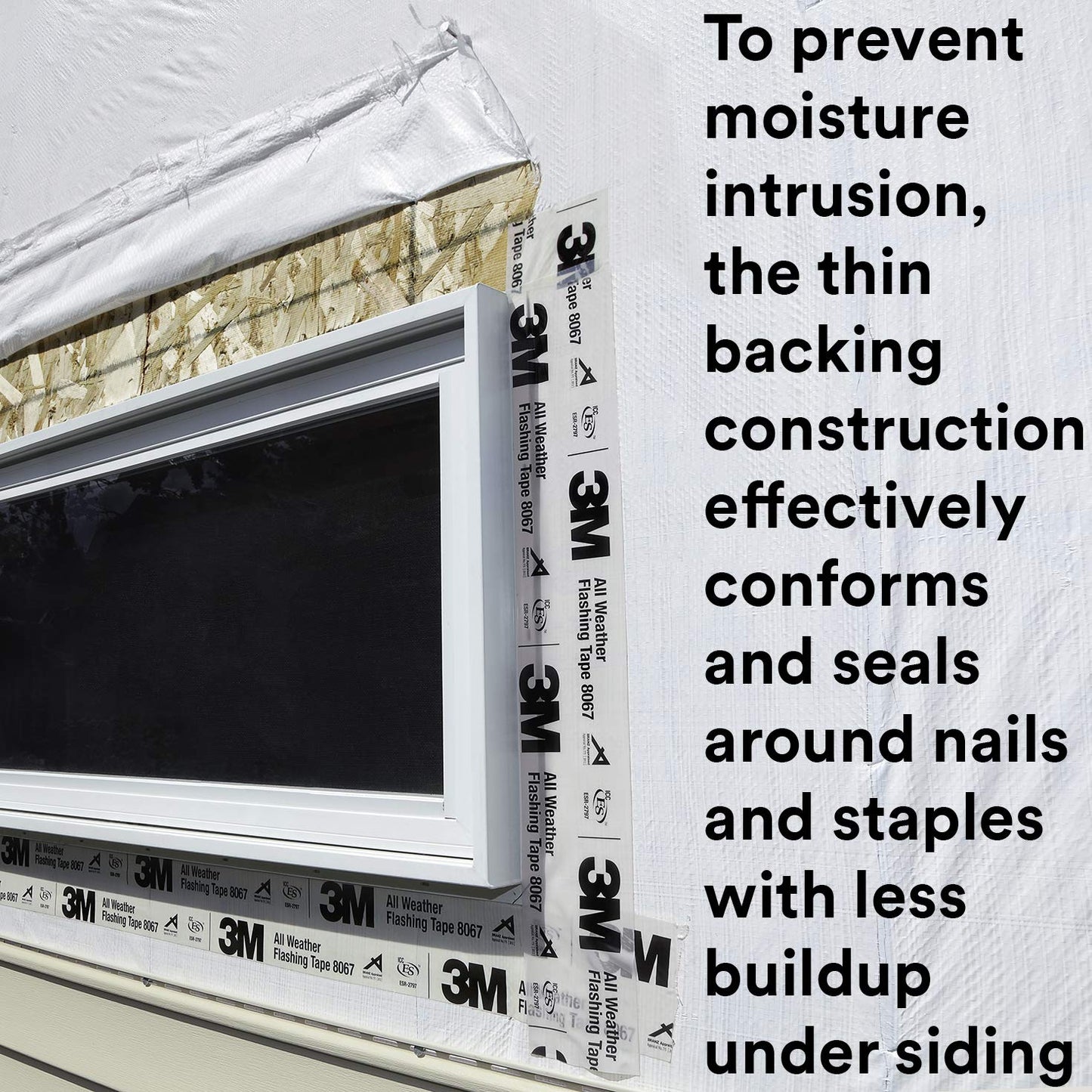 3M All Weather Flashing Tape 8067, 2 in x 75 ft, 1 Roll, Adhesive Backed Split Liner, Prevents Moisture Intrusion, Waterproof Flashing Seals Doors, Windows, Openings in Wood Frame Construction, Tan